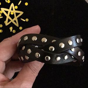 UNISEX BLACK BRAIDED BRACELET / LEATHER and STUDS